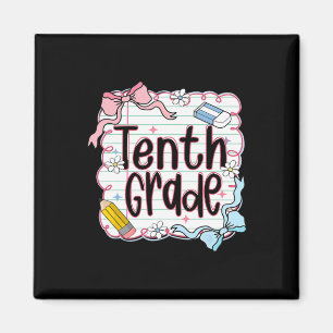 Tenth Grade Back To School For Girls Pink Notebook Magnet