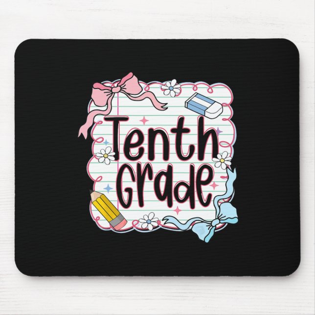 Tenth Grade Back To School For Girls Pink Notebook Mouse Pad (Front)
