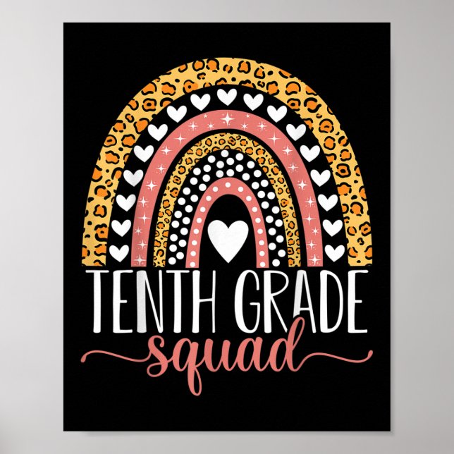 Tenth Grade Squad Team 10th Grade Teacher Back To  Poster (Front)