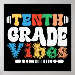 Tenth Grade Vibes Funny Teacher Student Squad Poster