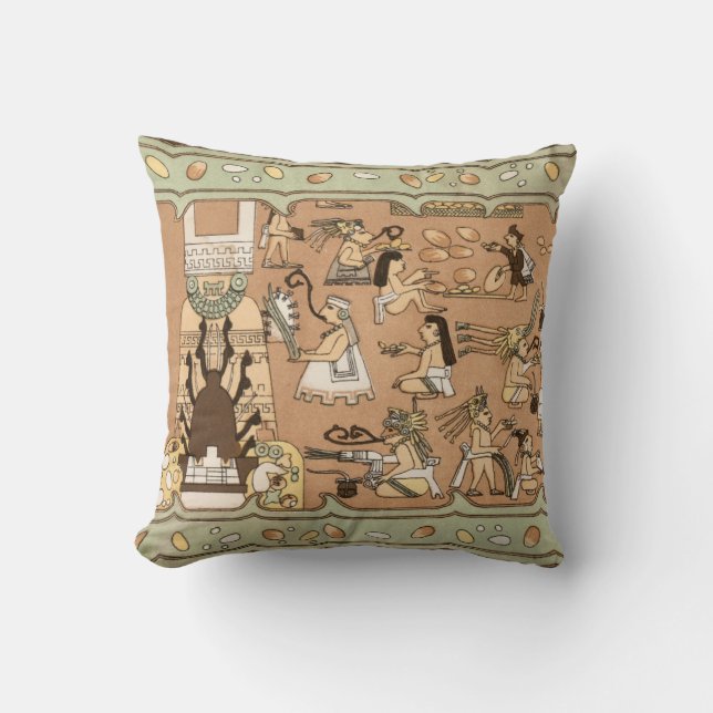 Teotihuacan Ancient Mural Mexico Cushion (Front)