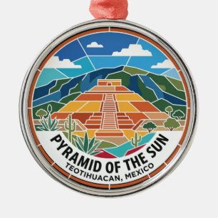 Teotihuacan Pyramid of the Sun Mexico Metal Ornament