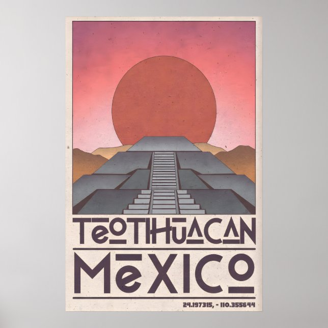 Teotihuacan Wall Art, Geometric Pyramid, Muted Poster (Front)