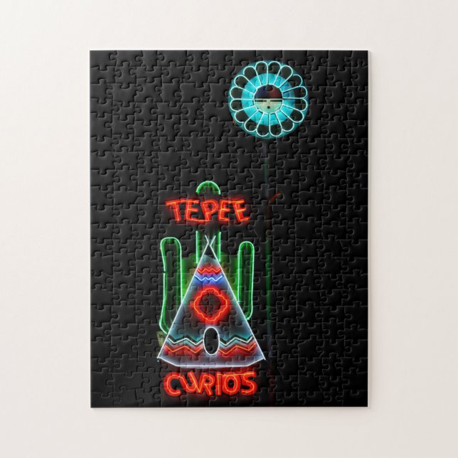 TePee Curios Neon Sign, Route 66, Tucumcari, N.M. Jigsaw Puzzle (Vertical)