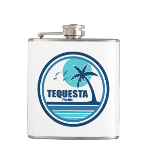 Tequesta Florida Palm Tree Birds Hip Flask