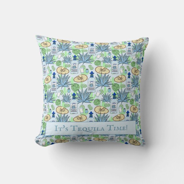 Tequila Drinker Blue Agave and Sombreros Cushion (Front)