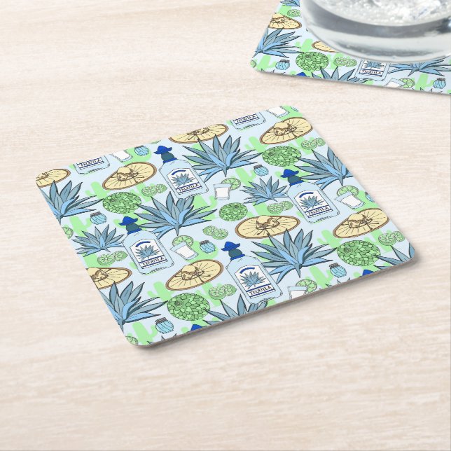 Tequila Drinker Cool Cocktail Party Square Paper Coaster (Angled)