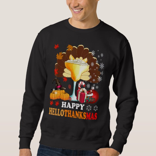 Tequila Halloween Thanksgiving Christmas Hallothan Sweatshirt (Front)