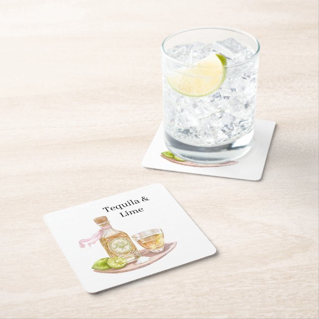 Tequila & Lime Square Paper Coaster (Insitu)