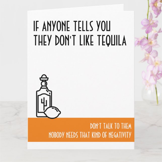 Tequila Lover's Large Orange Birthday Card (Orchid)