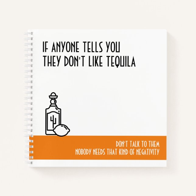 Tequila Lover's Standard Orange Notebook (Front)