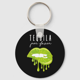 Tequila Por Favour Lime Lips Adult Drinking Cinco  Key Ring