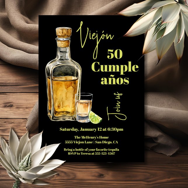 Tequila Shot Milestone Man's Birthday Invitation (Creator Uploaded)