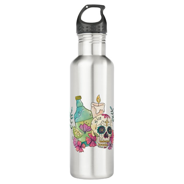 Tequila Sugar Skull 710 Ml Water Bottle (Front)