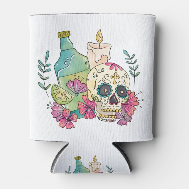 Tequila Sugar Skull Can Cooler (Front)