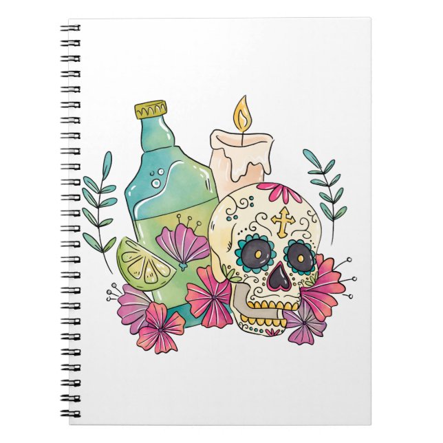 Tequila Sugar Skull Notebook (Front)