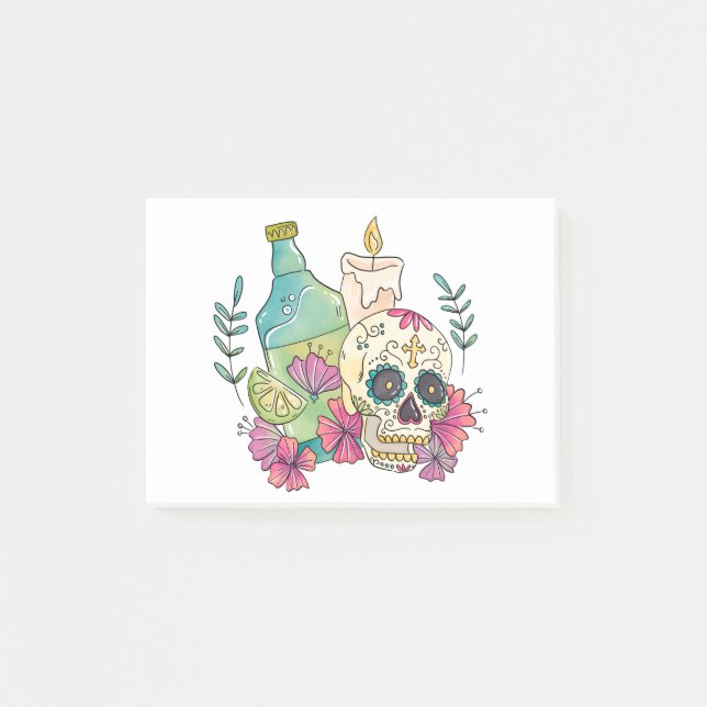 Tequila Sugar Skull Post-it Notes (Front)