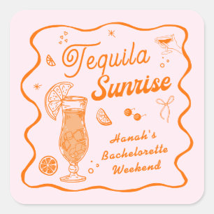 Tequila Sunrise Bachelorette Party Square Sticker