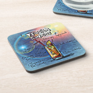 Tequila Sunrise Cocktail (#7 /12 Drink Recipe Set) Coaster