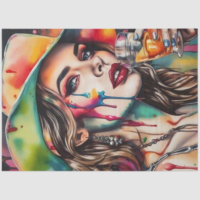 Tequila Sunrise Cocktail Cutie Decoupage Paper  (Front)