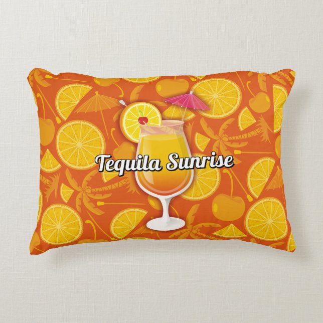 Tequila Sunrise Cocktail Decorative Cushion (Front)