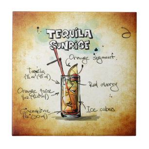 Tequila Sunrise Cocktail Recipe Ceramic Tile