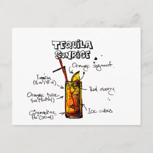 Tequila Sunrise Cocktail Recipe Postcard