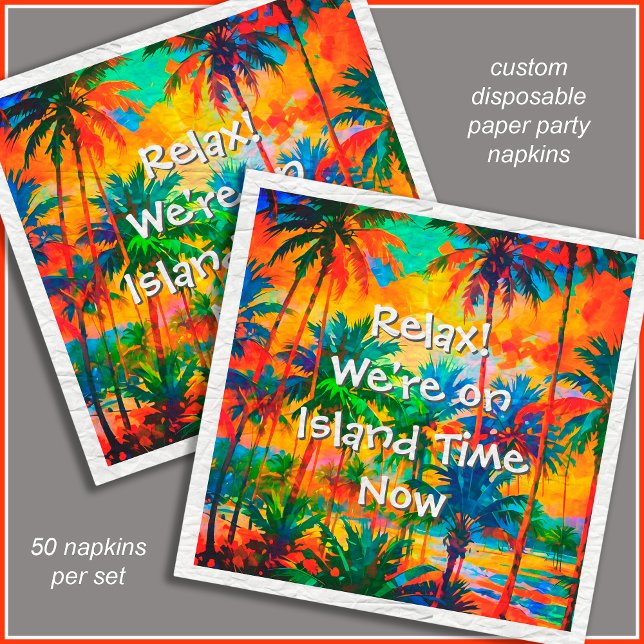 [Tequila Sunrise] Colourful Tropical Island Party Napkin (Customize the text or leave blank if preferred.)