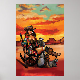 "Tequila Sunrise" Cool Vintage Pinup Gift Art Poster