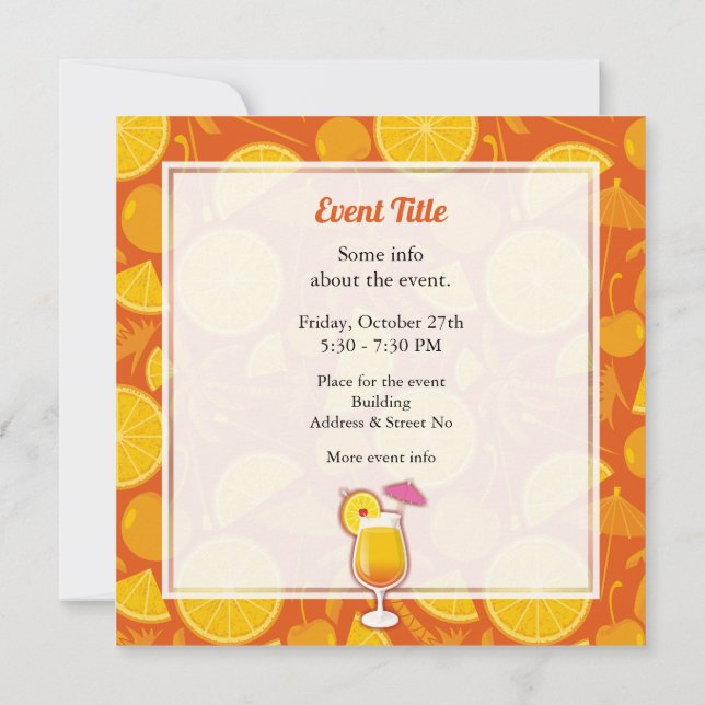 Tequila Sunrise Invitation (Back)