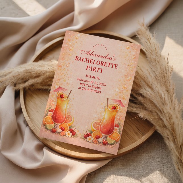 Tequila Sunrise Miami Weekend Bachelorette Party Invitation (Creator Uploaded)