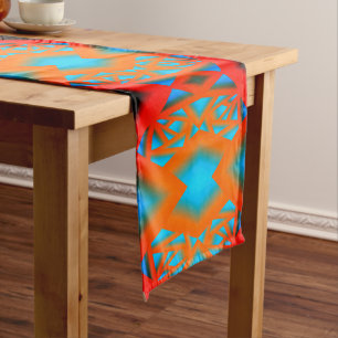 Tequila Sunrise Ombre Geometric Abstract Art  Short Table Runner