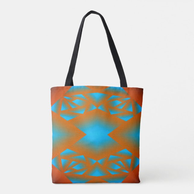 Tequila Sunrise Ombre Geometric Abstract Art Tote Bag (Back)
