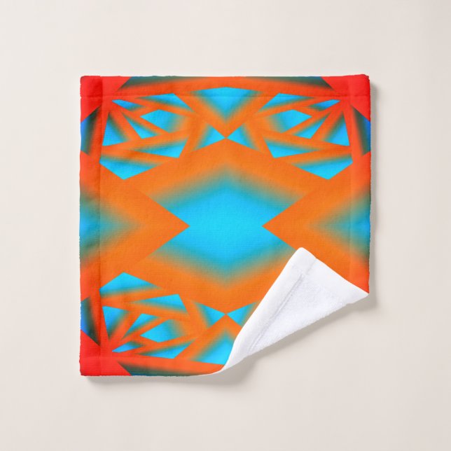 Tequila Sunrise Ombre Geometric Abstract Art Wash Cloth (Wash Cloth)