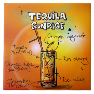 Tequila Sunrise Recipe Bar Ceramic Tile
