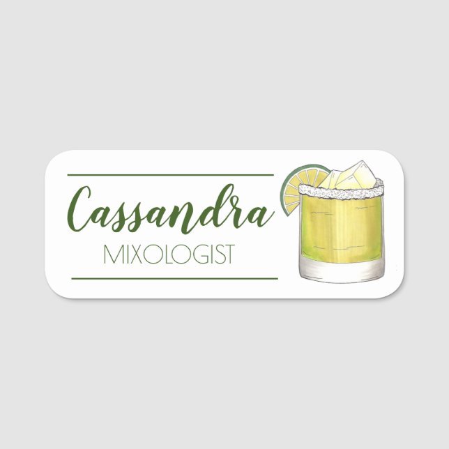 Tequila Time Margarita Mixed Drink Cocktail Name Tag (Front)