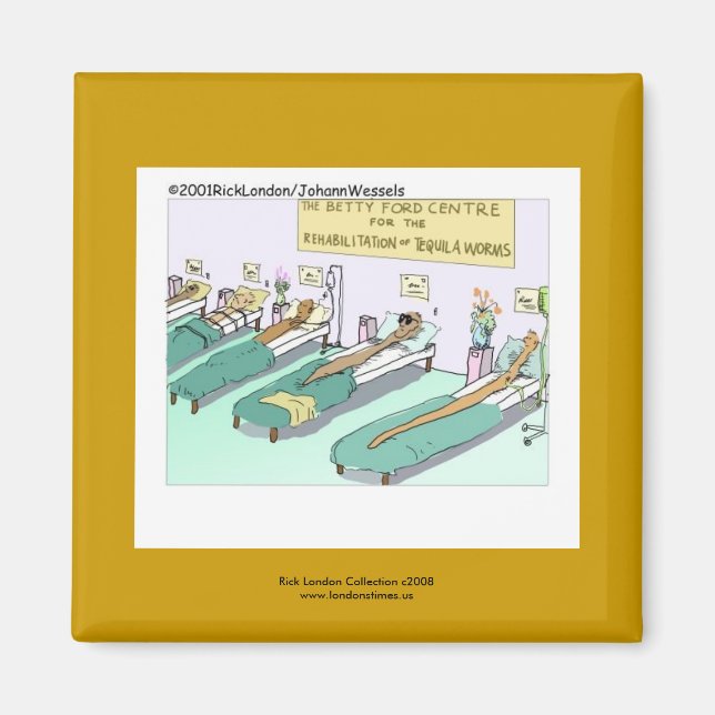 Tequila Worm Rehab Funny Cartoon Novelty Magnet (Front)