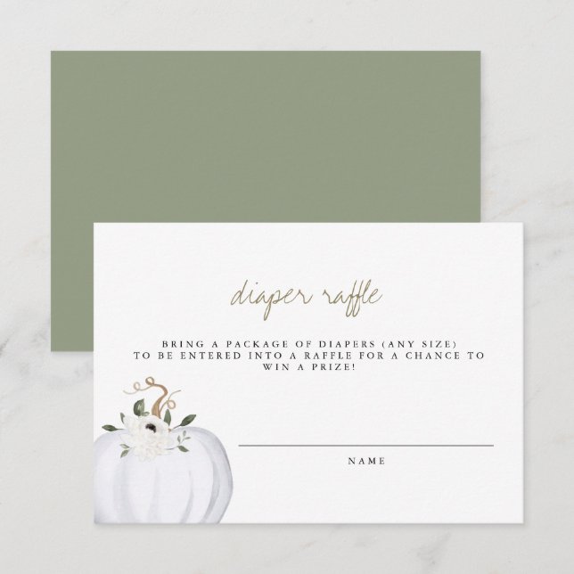 Tera - Boho Greenery Gold Diaper Raffle Ticket Invitation (Front/Back)