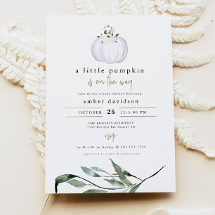 TERA Fall Greenery White Pumpkin Baby Shower Invitation