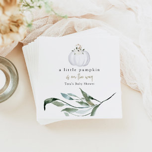 TERA Fall Greenery White Pumpkin Baby Shower Napkin