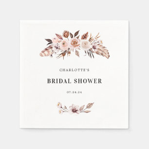 Teracotta Earth-tone Floral Boho Bridal Shower  Napkin