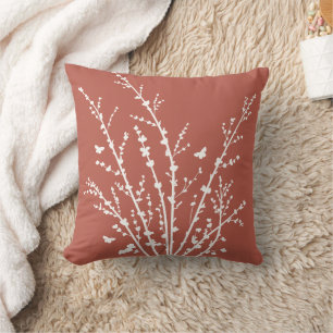 Teracotta Minimal Butterflies and Branches Cushion