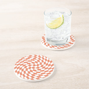 Teracotta Wedding Collection Check Chequered   Coaster