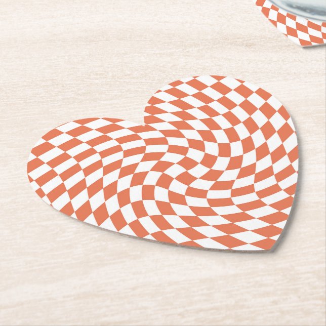 Teracotta Wedding Collection Check Chequered   Paper Coaster (Angled)