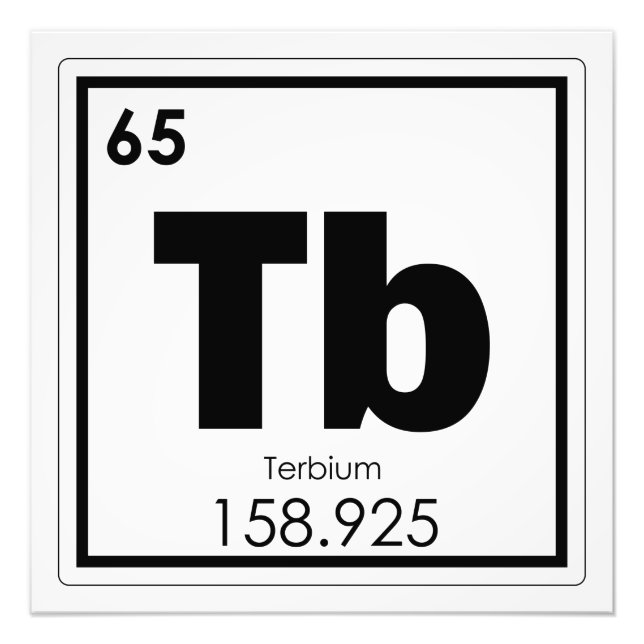 Terbium chemical element symbol chemistry formula photo print (Front)