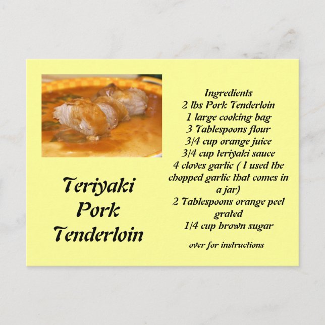 Teriyaki Pork Tenderloin Postcard (Front)