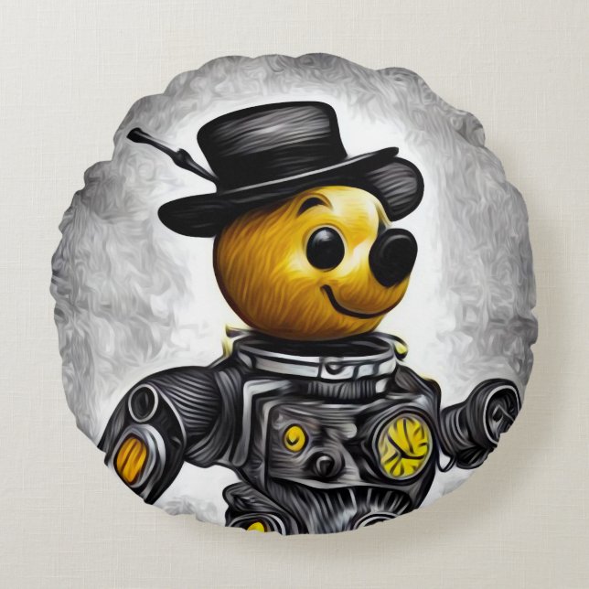 Terminator Pooh in a Hat Round Cushion (Front)