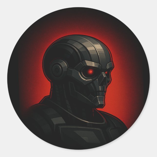 Terminator Skull Force Mode Futuristic Sci-Fi Art Classic Round Sticker (Front)