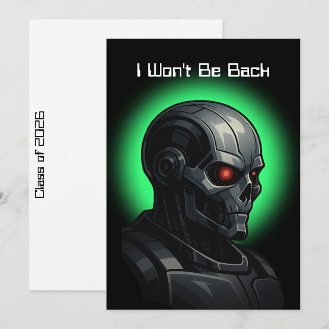 Terminator Skull Graduation Class of 2026 Graphic Holiday Card (Front/Back)