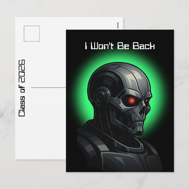 Terminator Skull Graduation Class of 2026 Graphic Holiday Postcard (Front/Back)